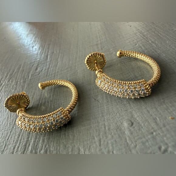 3401348_2.jpg Judith Ripka 925 Sterling Silver 14K Gold Clad CZ Earrings NEW